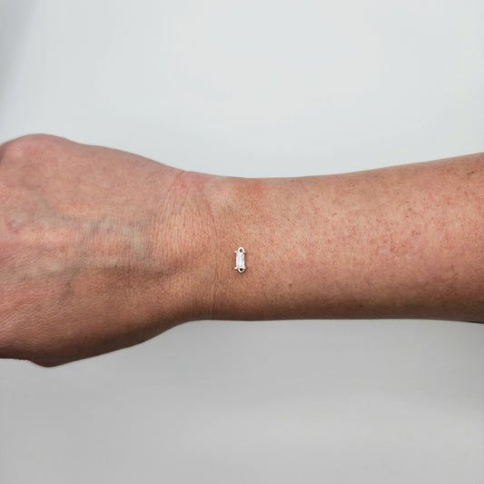 Silver emerald cut connector size