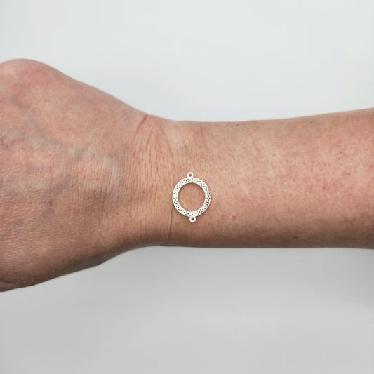 Silver textured connector size