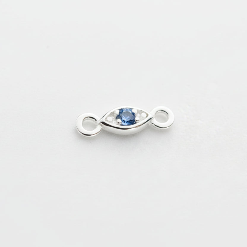 Sterling silver evil eye connector Cubic zirconia