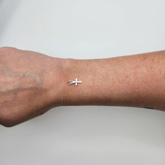 Silver Latin Cross charm size