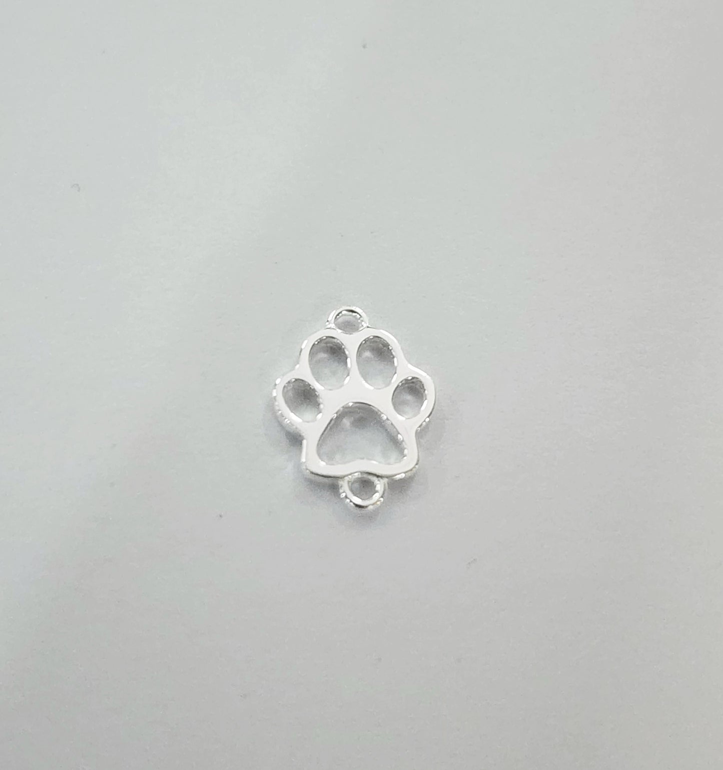 Sterling silver paw print connector