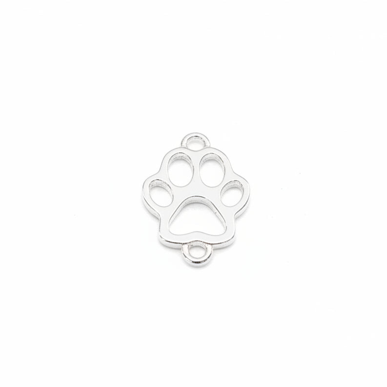 Sterling silver paw print connector