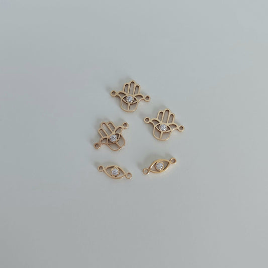 14k gold filled evil eye connectors permanent jewellery wholesale bulk order