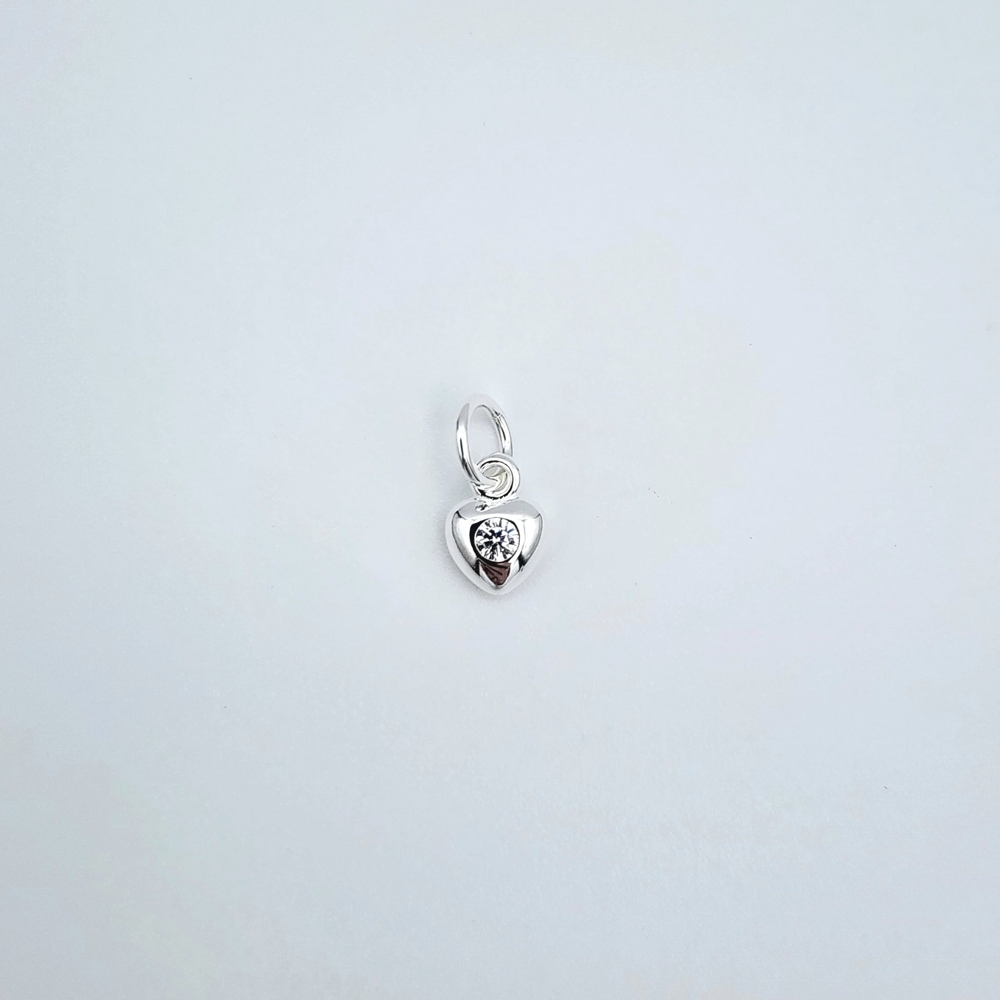 Silver cz heart charm