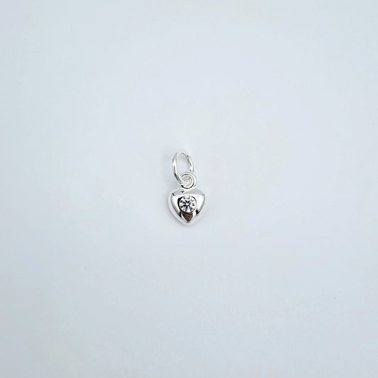 Silver cz heart charm