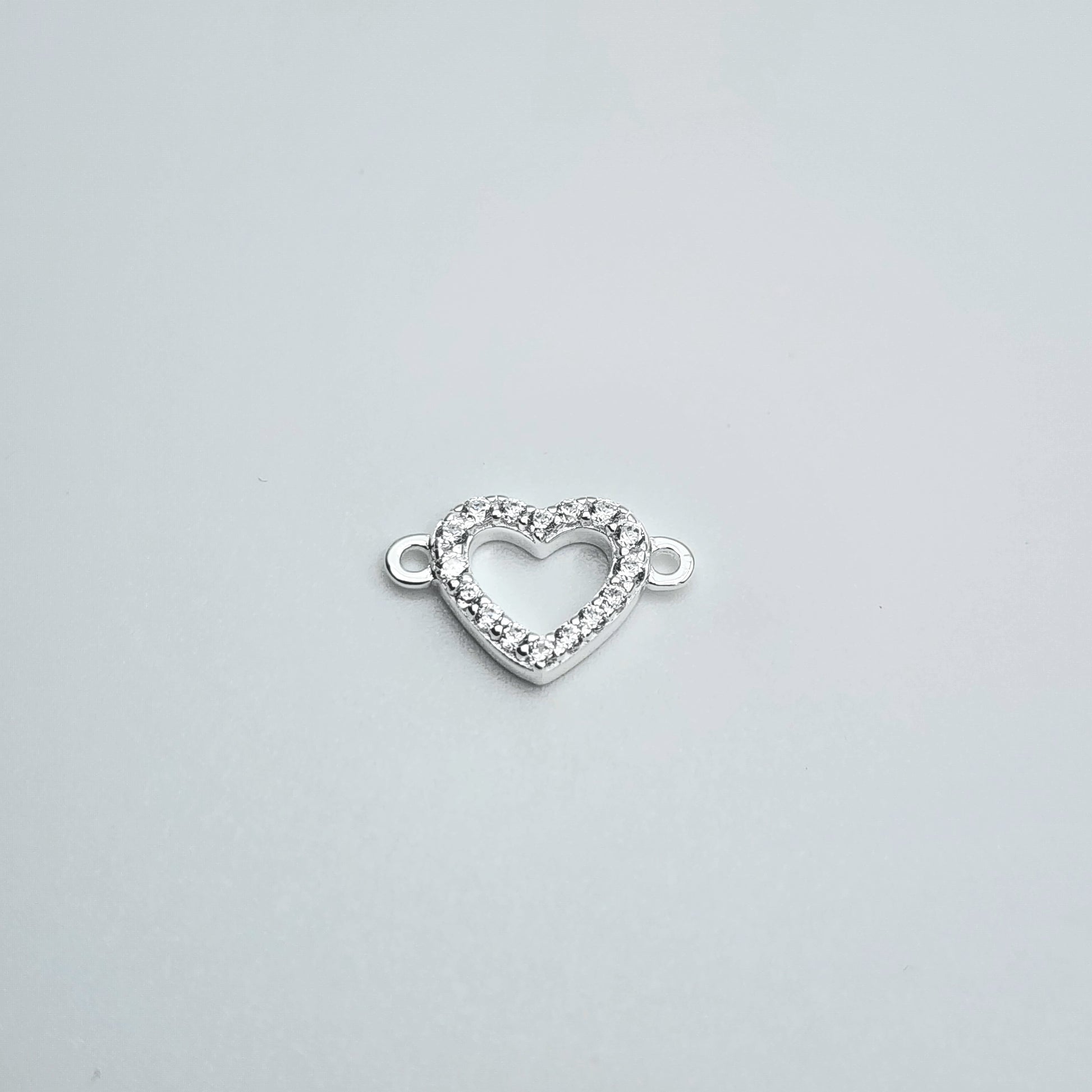 Silver CZ heart connector