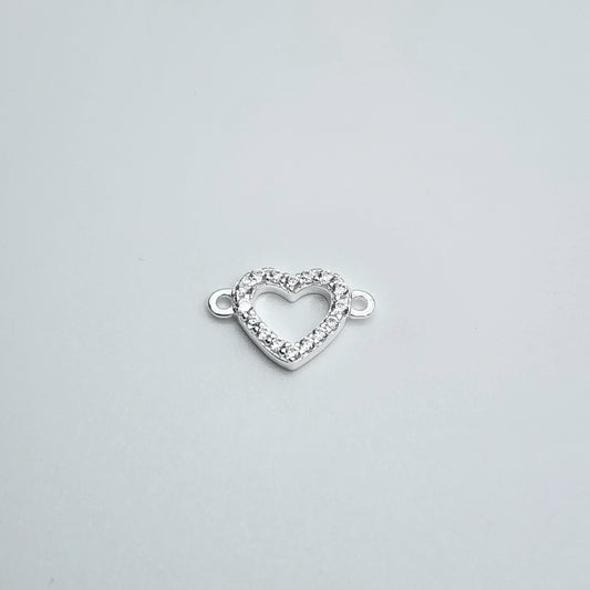 Silver CZ heart connector