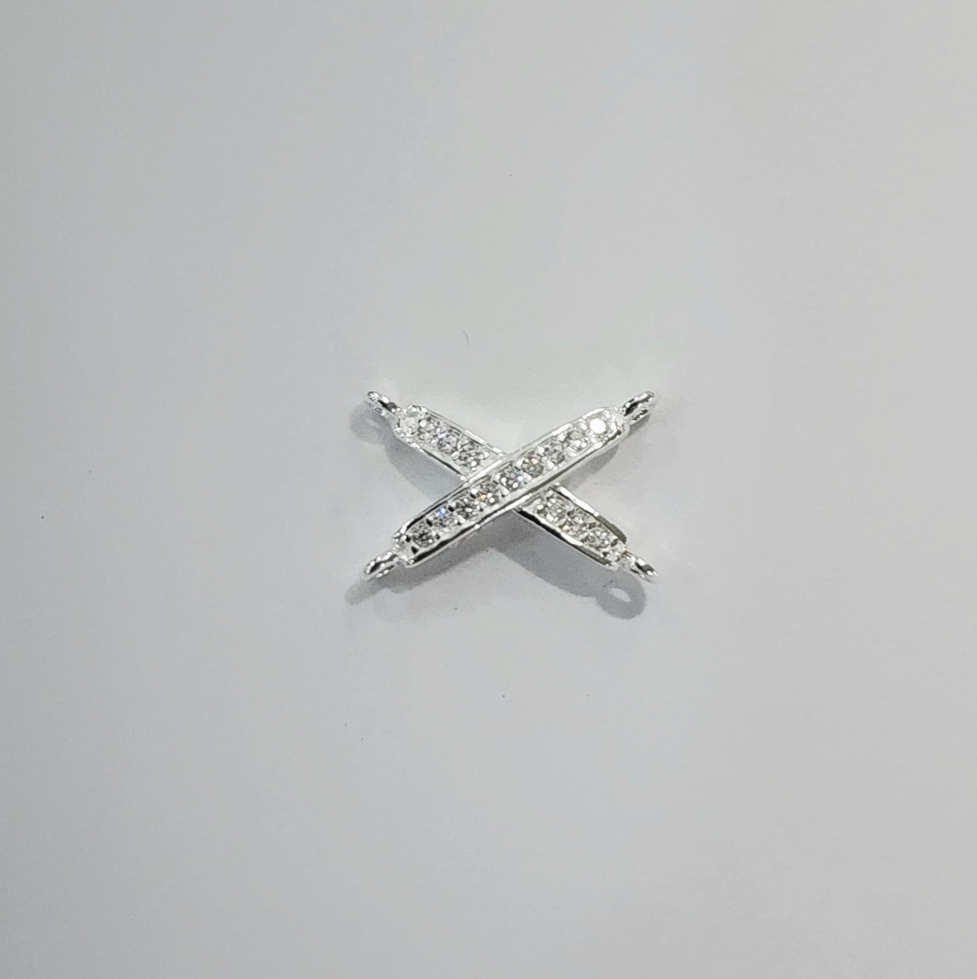 Sterling silver Cross bar connector double chain