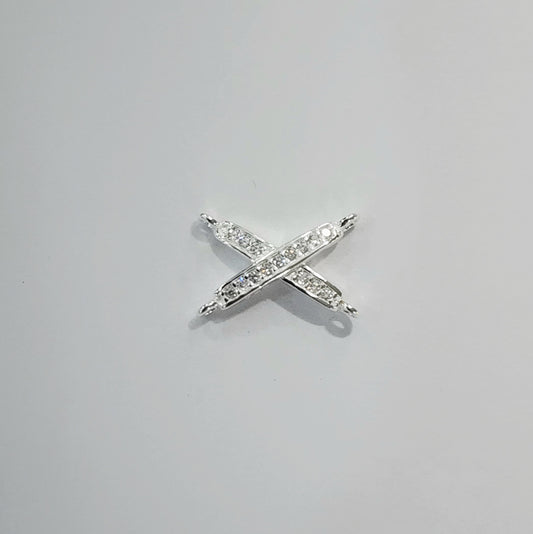 Sterling silver Cross bar connector double chain