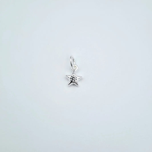 Silver cz star charm