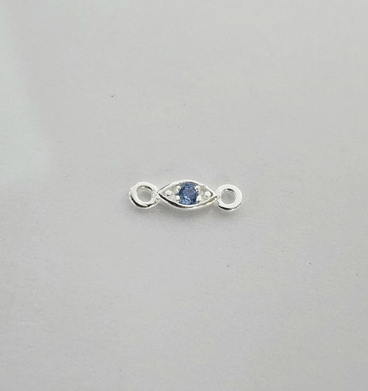 Sterling silver evil eye connector Cubic zirconia