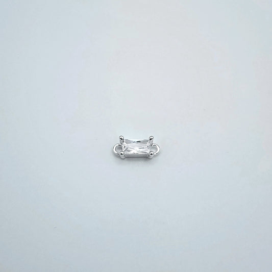Silver emerald cut connector