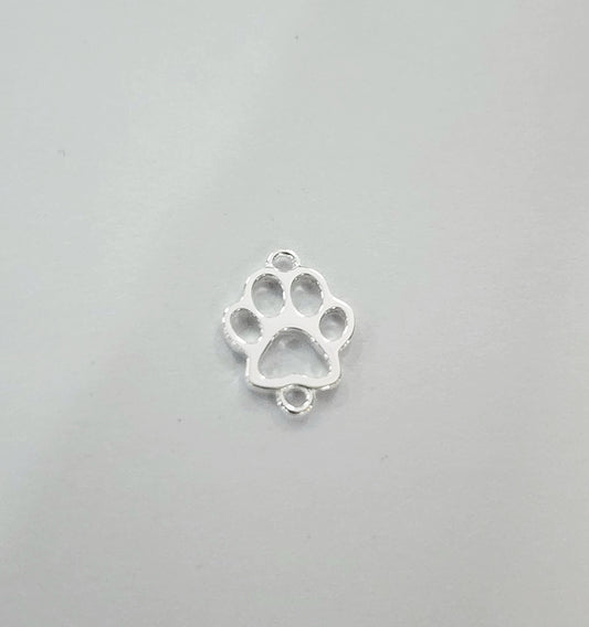 Sterling silver paw print connector