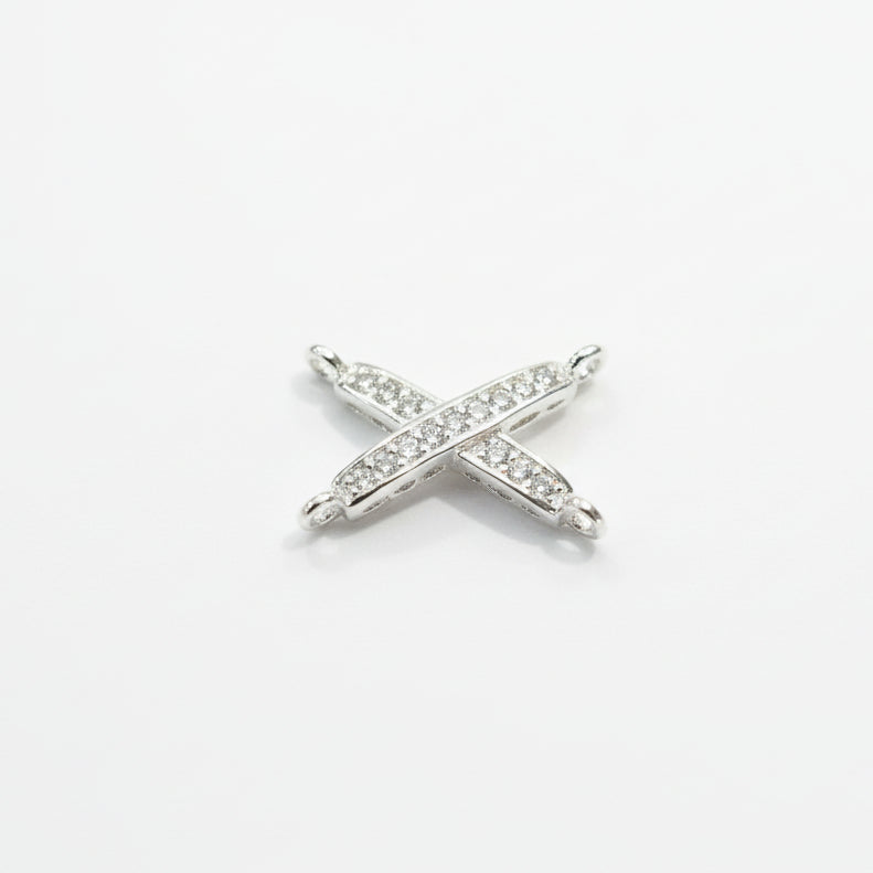 Sterling silver Cross bar connector double chain