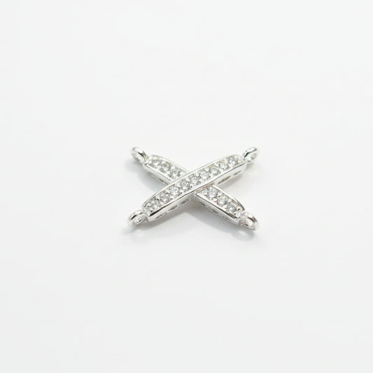 Sterling silver Cross bar connector double chain