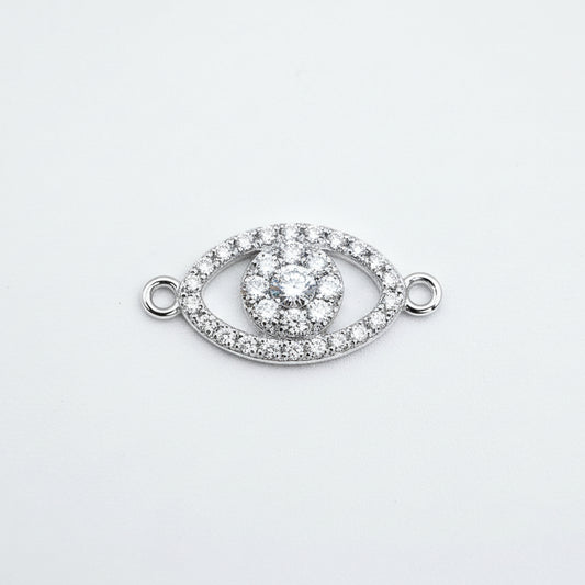 Silver cz evil eye connector