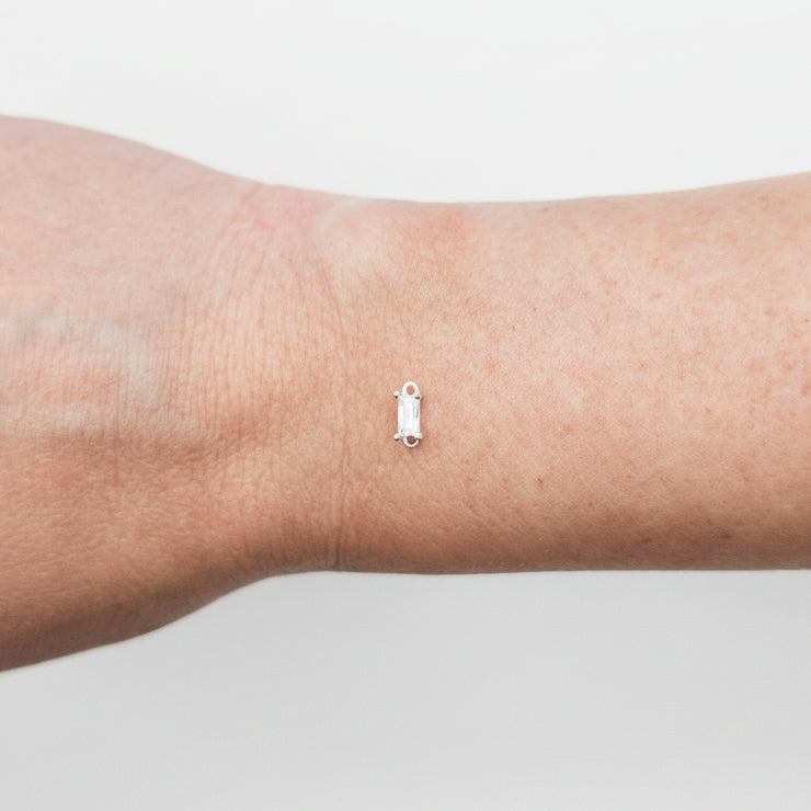 Silver emerald cut connector size