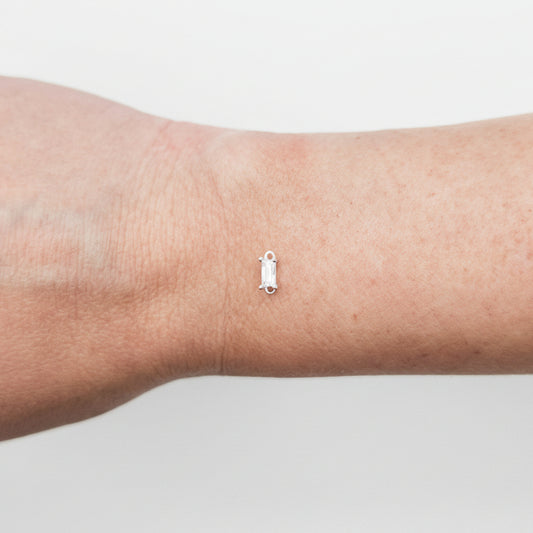Silver emerald cut connector size