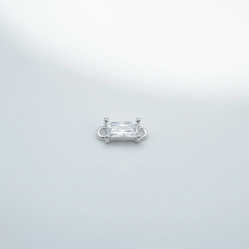 Silver emerald cut connector