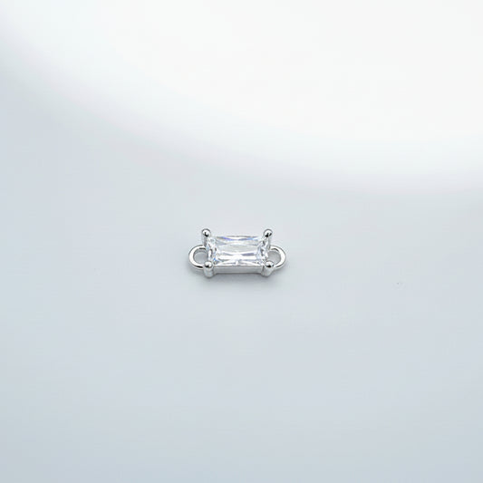 Silver emerald cut connector