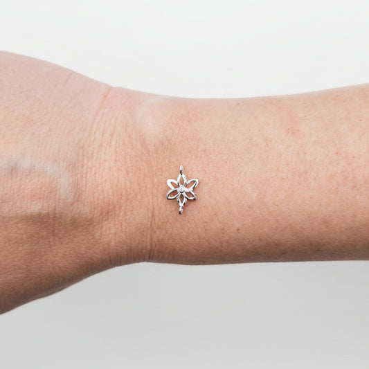 Silver flower connector size
